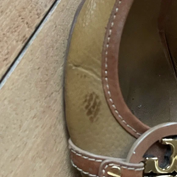 Tory Burch Aaden Logo Mid Heel Pumps Tan Brown Patent Leather Size 7.5 - Picture 7 of 15